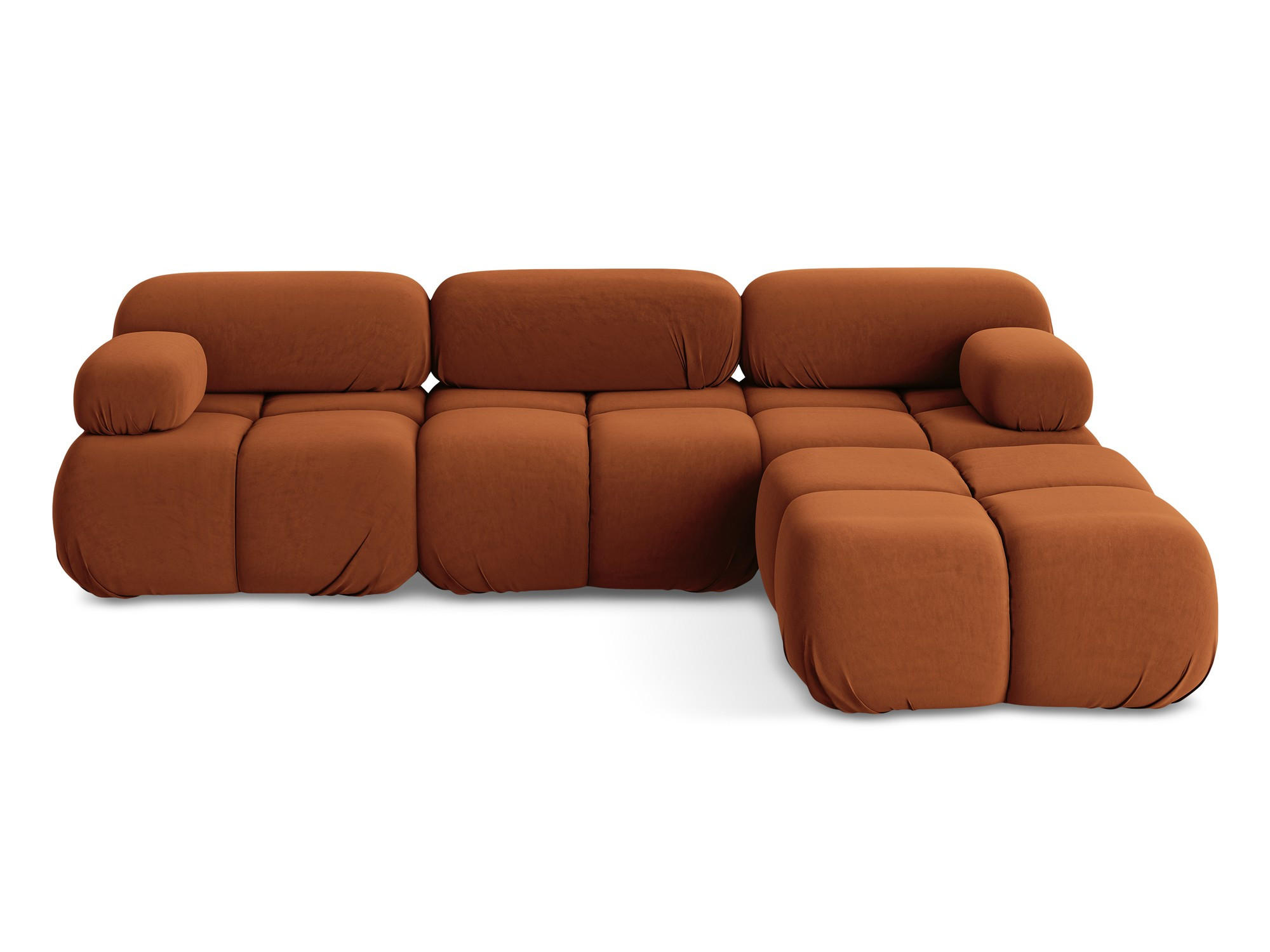 ECKSOFA Beidseitig Samt Stoff Orange - Beige/Terra cotta, Kunststoff/Textil (285/191cm) - Makamii