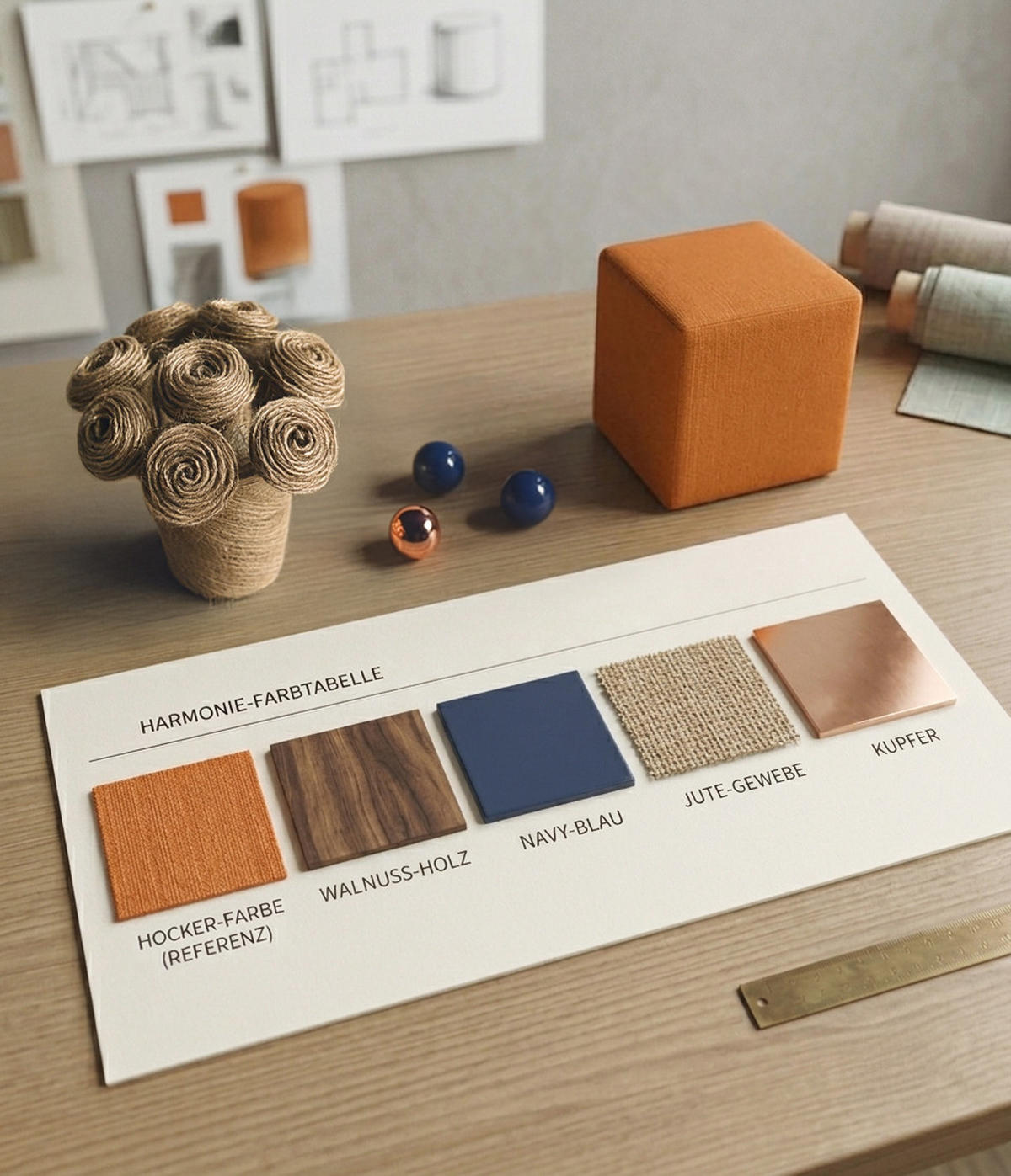 HOCKER M22 Orange 41/45/41 cm eckig - Orange, Holzwerkstoff (41.1/45/41.1cm) - Livojo