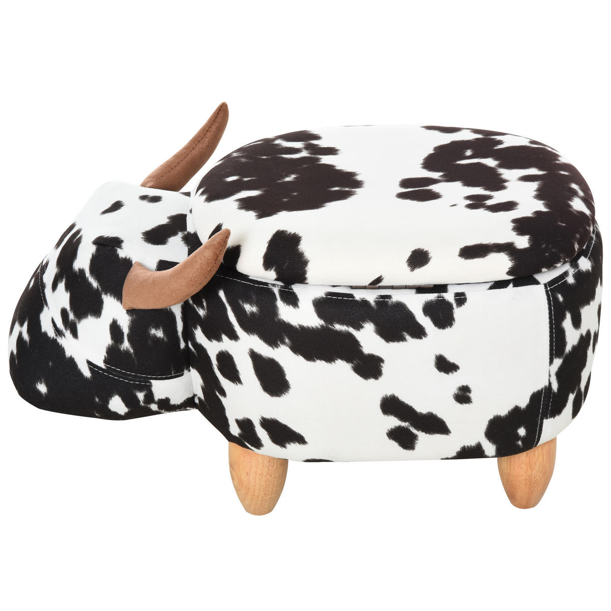 TIERHOCKER DE-07178 Kuh-Design, mit verstecktem Stauraum Schwarz/Weiß - Schwarz/Weiß, Holz (35/36/62cm) - ComfortXL