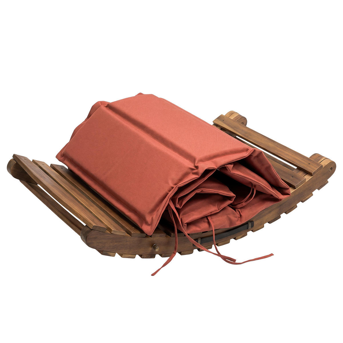 GARTENLIEGE - Akazie massiv / Webstoff - Terracotta, Holz/Textil (54/55/168cm) - home24