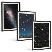 BILDER SET 3er Set - 40x60 cm Schwarzer Rahmen - Galaxienraum Wassermann - Schwarz, Kunststoff (40/60cm) - TULUP