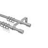 TELESKOP-GARDINENSTANGEN-SET Hera Livo 130-240 cm, 2-läufig, 16/13 mm Ø Silbergrau - Silberfarben/Alufarben, Kunststoff/Metall (240cm) - INTERDECO