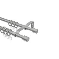 TELESKOP-GARDINENSTANGEN-SET Hera Livo 70-120 cm, 2-läufig, 16/13 mm Ø Silbergrau - Silberfarben/Alufarben, Kunststoff/Metall (120cm) - INTERDECO