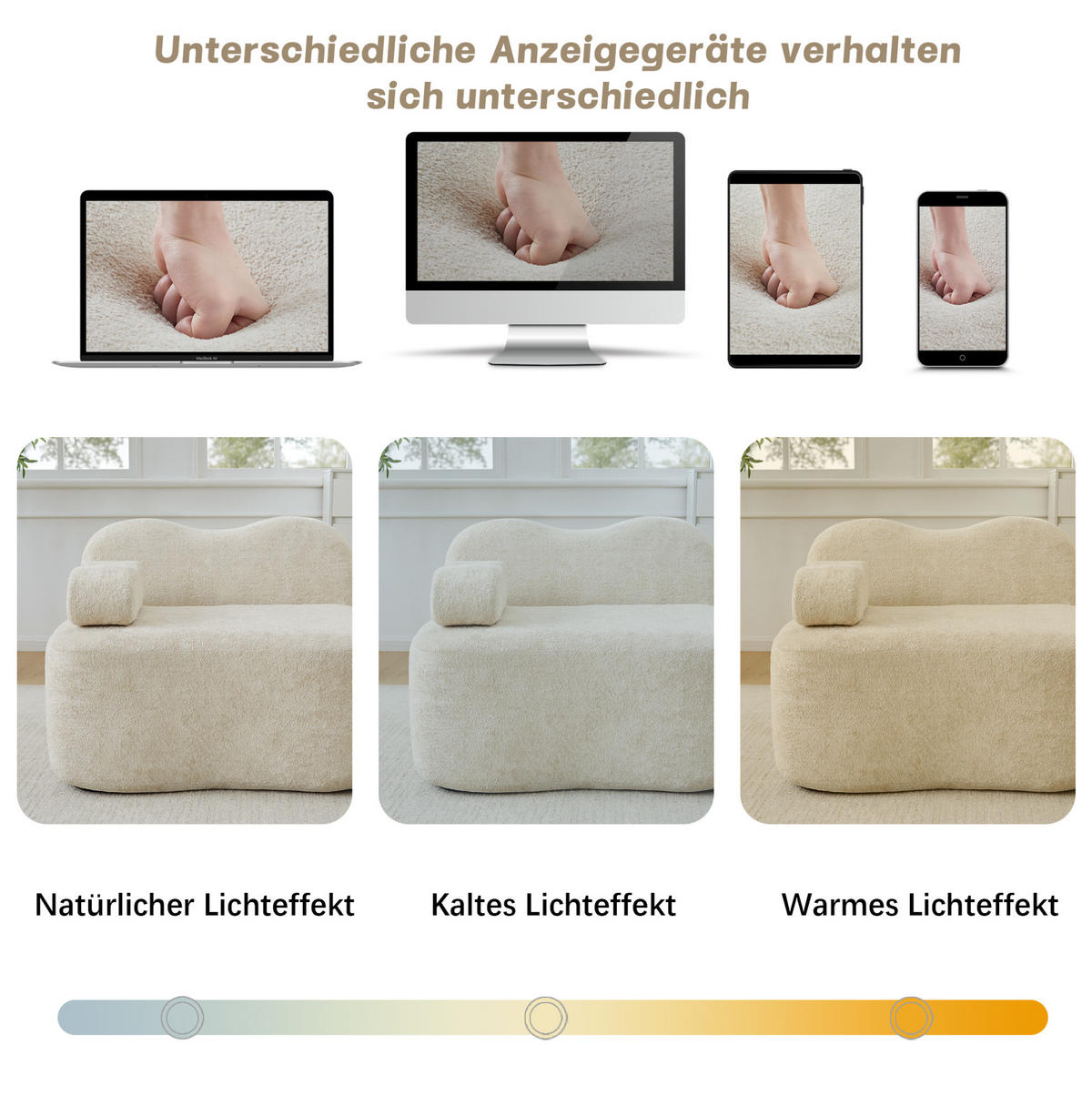 SOFA modular Beige Samt ohne Montage - Beige, Holzwerkstoff (98/70/192cm) - Meubliv