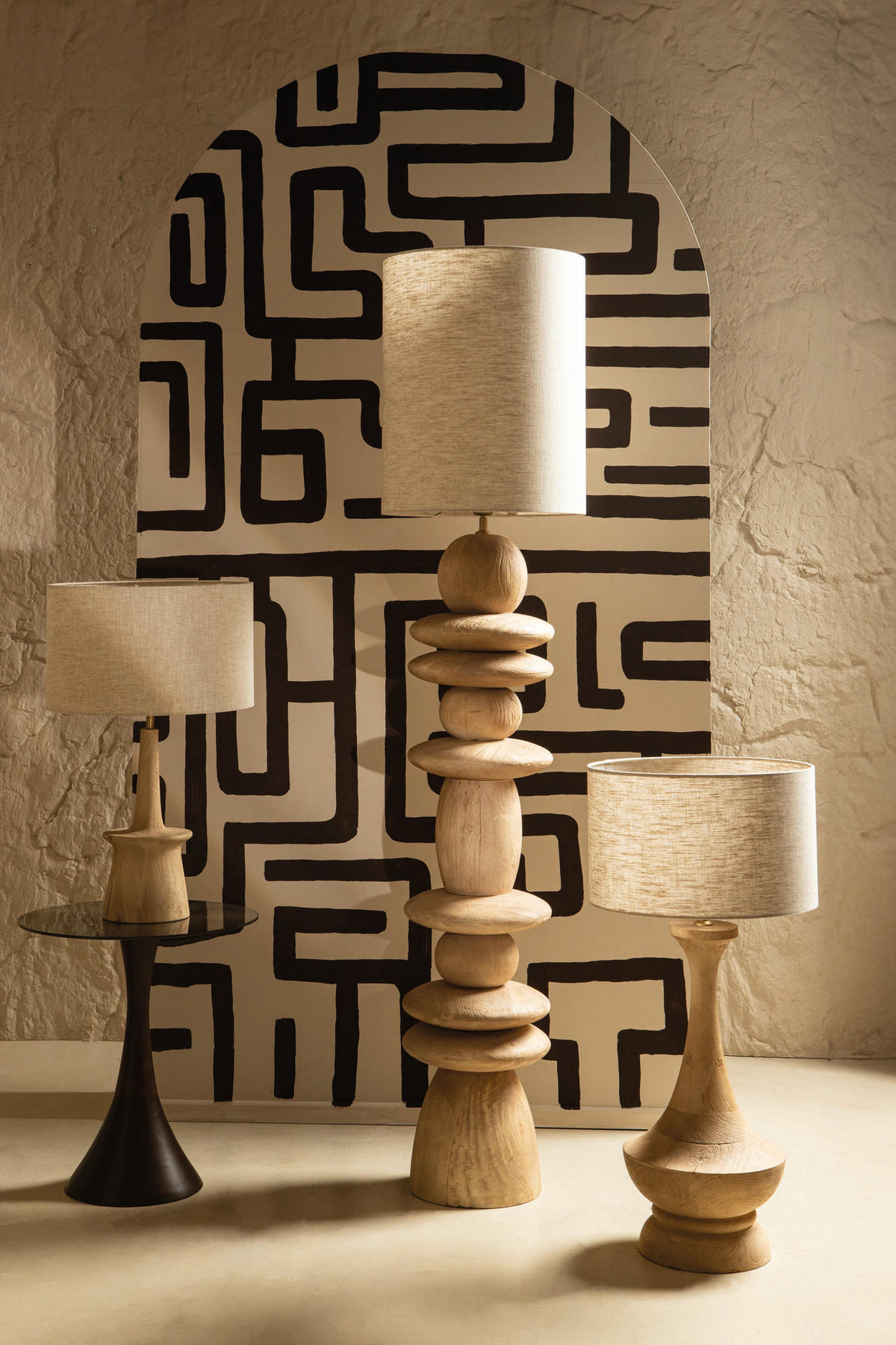 TISCHLAMPE Caelin Beige 18/18/35cm - Beige, Holz (18/18/35cm) - PTMD Collection