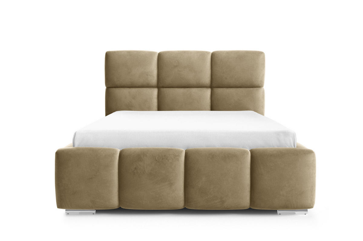 POLSTERBETT TRIO, 180x200 cm, Doppelbett mit Bettkasten, Velourstoff, Frabe: Braun - Braun, Holz/Kunststoff (180/200cm)