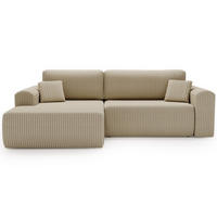 ECKSOFA Belvio Beige Links - Beige/Schwarz, Holz/Textil (257/177cm) - Graingold