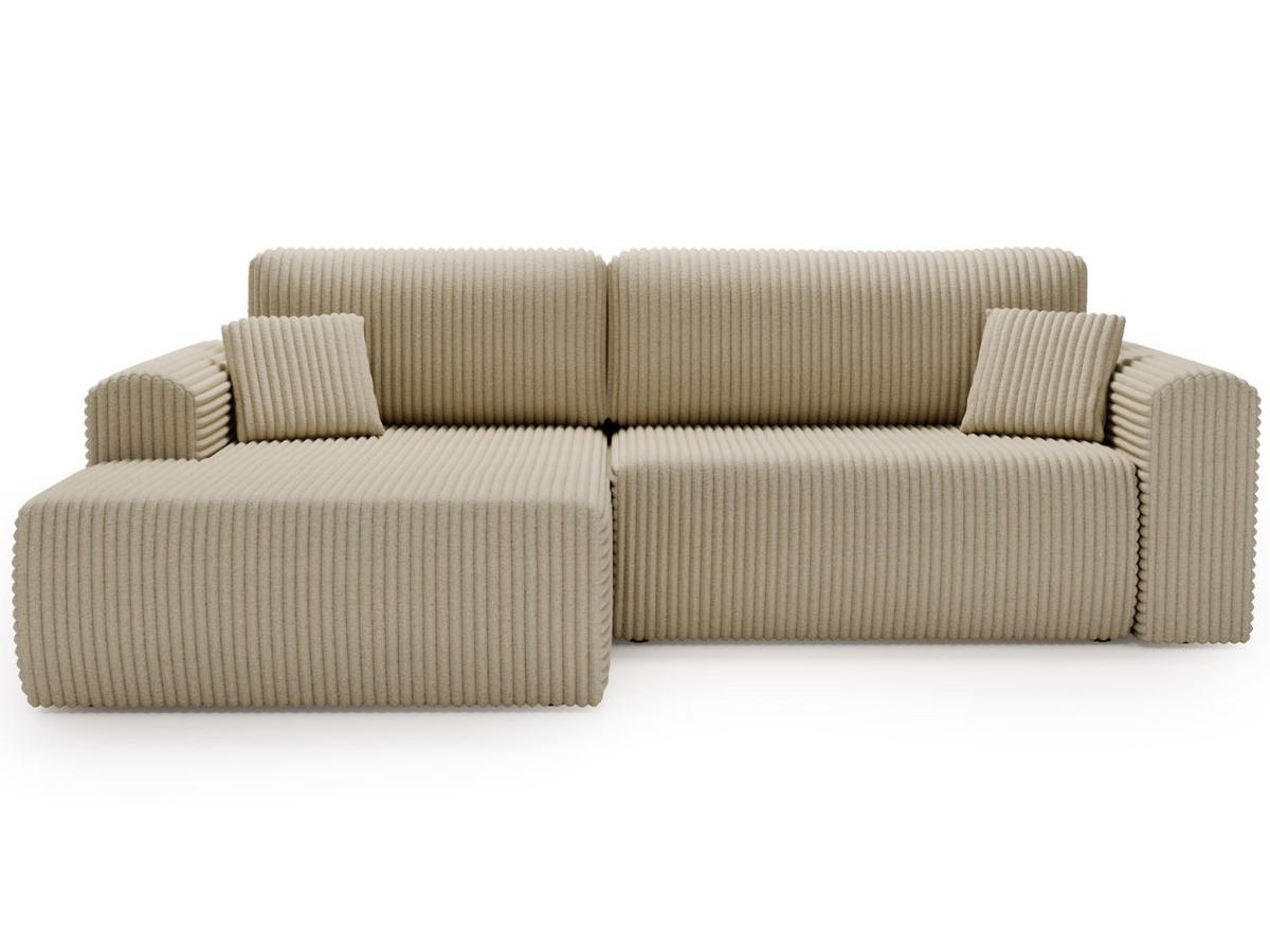 ECKSOFA Belvio Beige Links - Beige/Schwarz, Holz/Textil (257/177cm) - Graingold