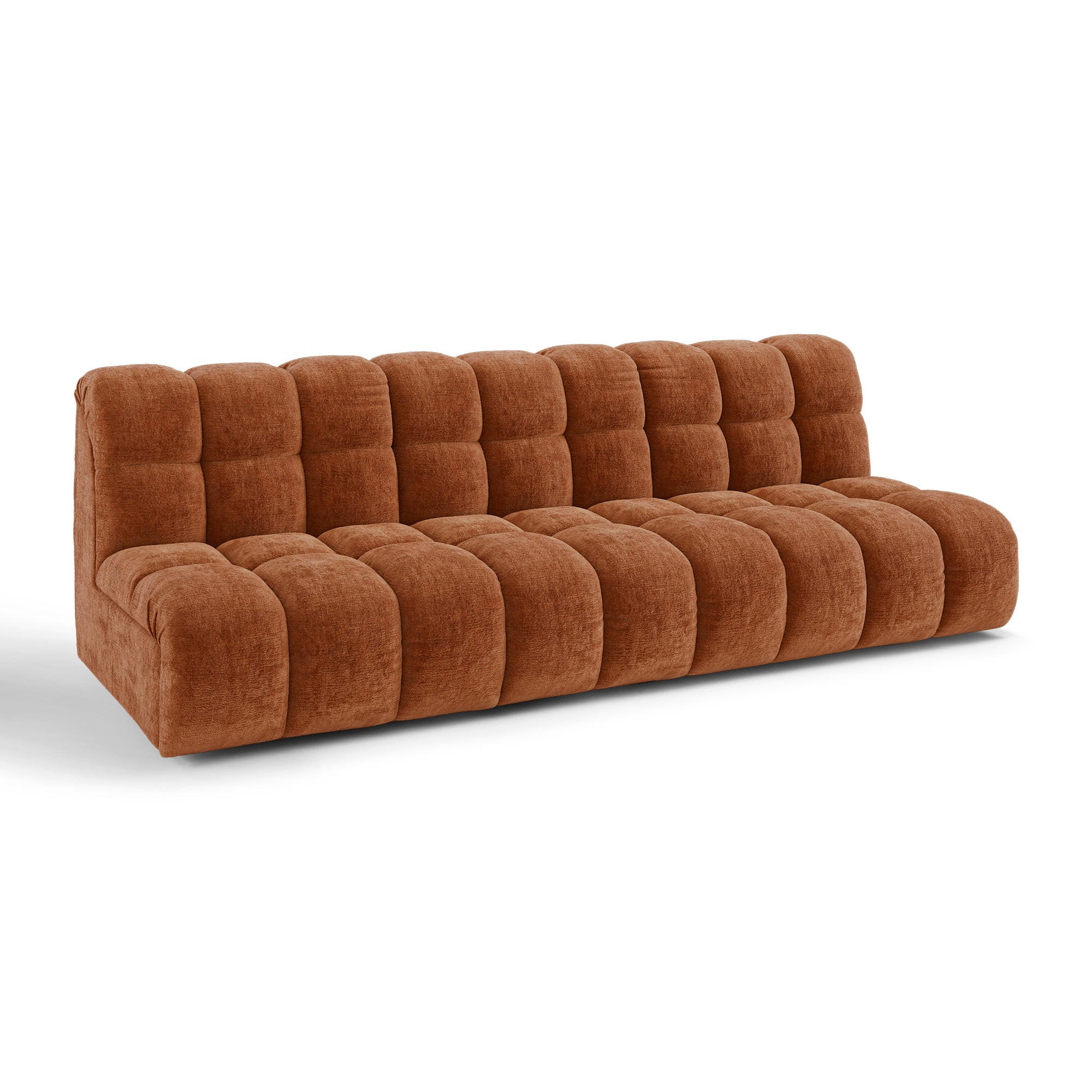 SOFA SEVEN Geprägter Samt Terrakotta 243cm - Dunkelorange/Terracotta, Textil (243/77/98cm) - Premium Interiors