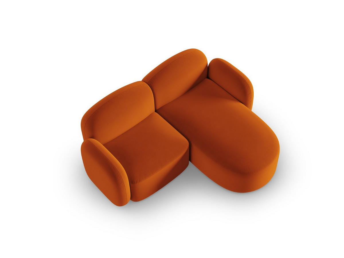 ECKSOFA rechts Blair aus Samt terrakotta 3 Sitzplätze - Terra cotta, Textil (155/194cm) - Micadoni