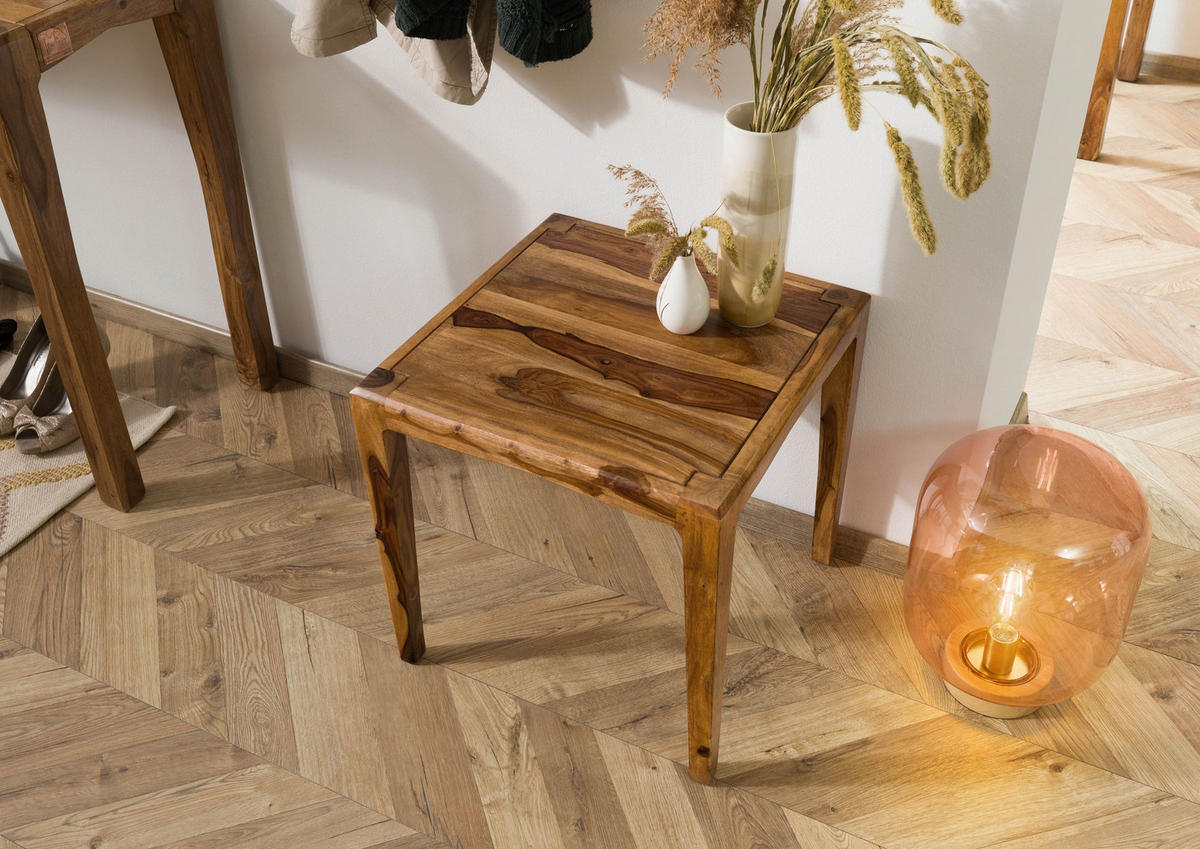 BEISTELLTISCH Sheesham 50x50x50 braun lackiert ANCONA #111 - Braun, Holz (50/50/50cm) - Massivmoebel24