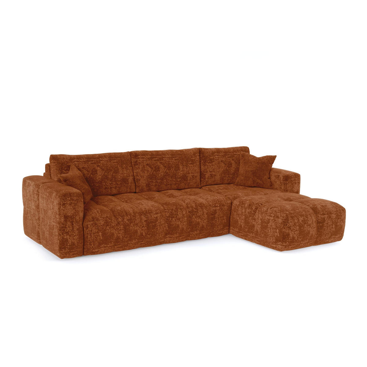 ECKSOFA rechtwinklig VIBE Geprägter Samt Terrakotta 286cm - Dunkelorange/Terracotta, Textil (286/165cm) - Premium Interiors