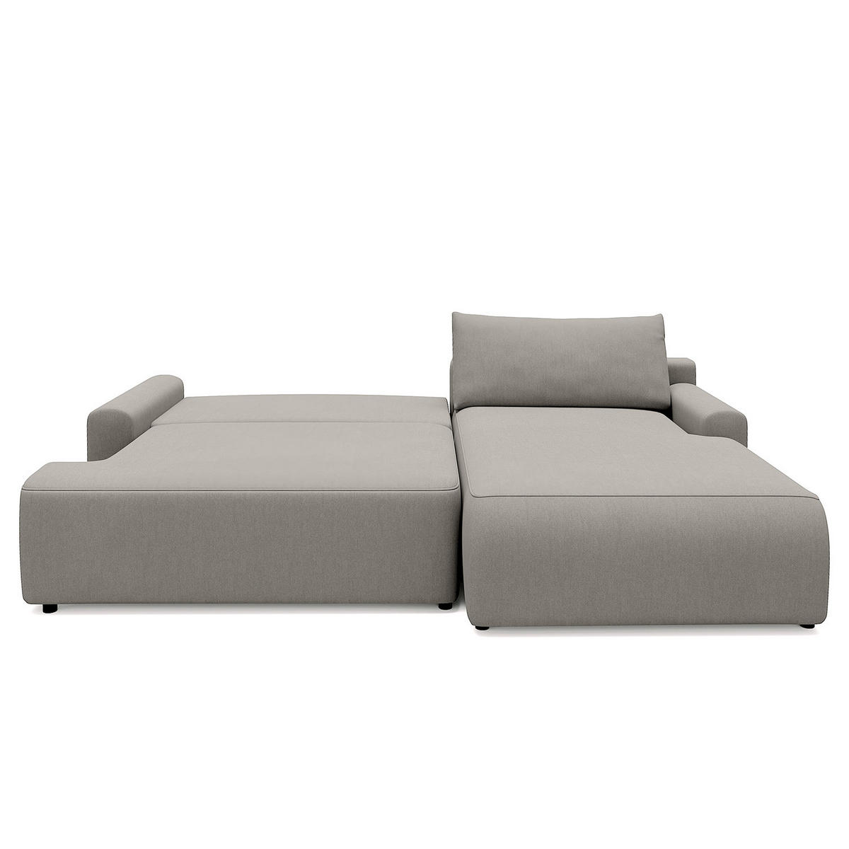 ECKSOFA mit Schlaffunktion - Longchair - Hellgrau/Schwarz, Kunststoff/Textil (253/167cm) - home24