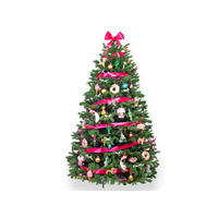 LAALU WEIHNACHTSBAUM geschmückt künstlich mit 115 Stk Kugeln HAPPY AND PINK 210 cm mit Metallständer - Goldfarben/Rosa, Kunststoff (210cm) - LAALU