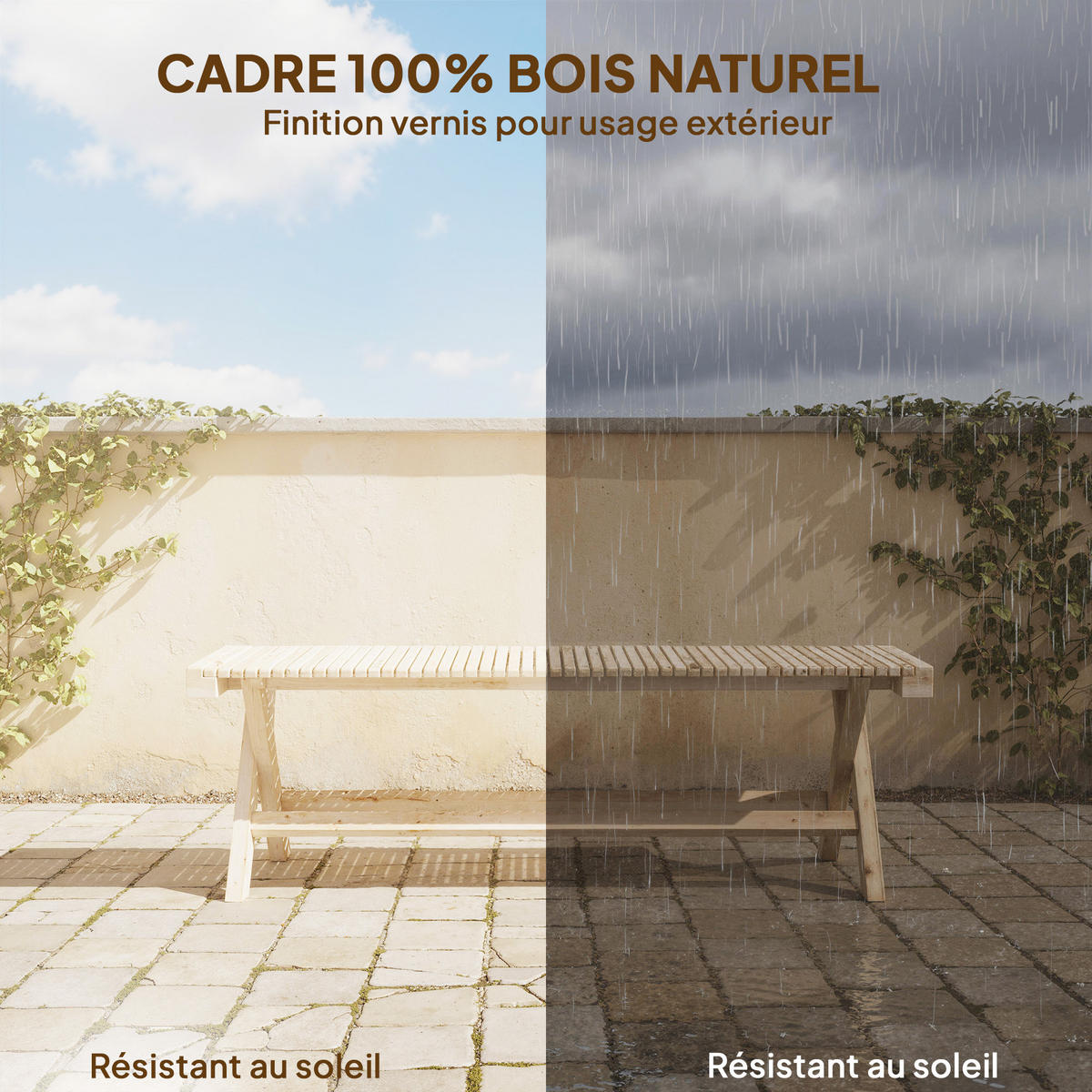 GARTENBANK DE-17793 140 cm breit mit Lattenrost & 240 kg Tragfähigkeit Natur - Naturfarben, Holz (140/43/40cm) - ComfortXL