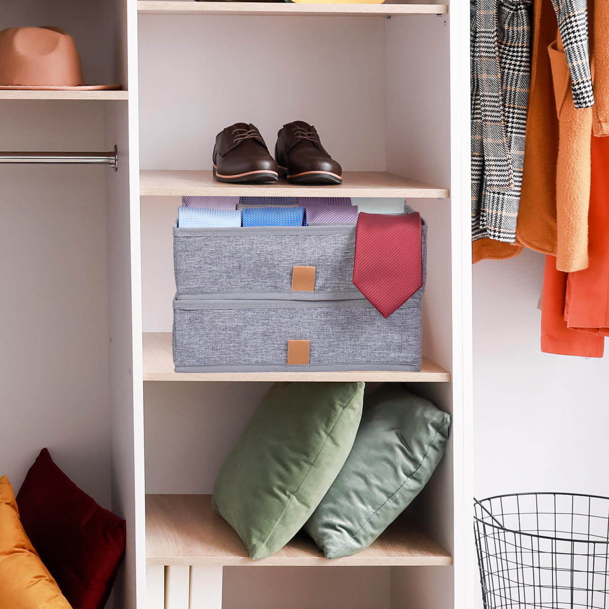 4XORGANIZÉR na bielizeň - sivá, textil/plast (29/9/29cm) - Relaxdays