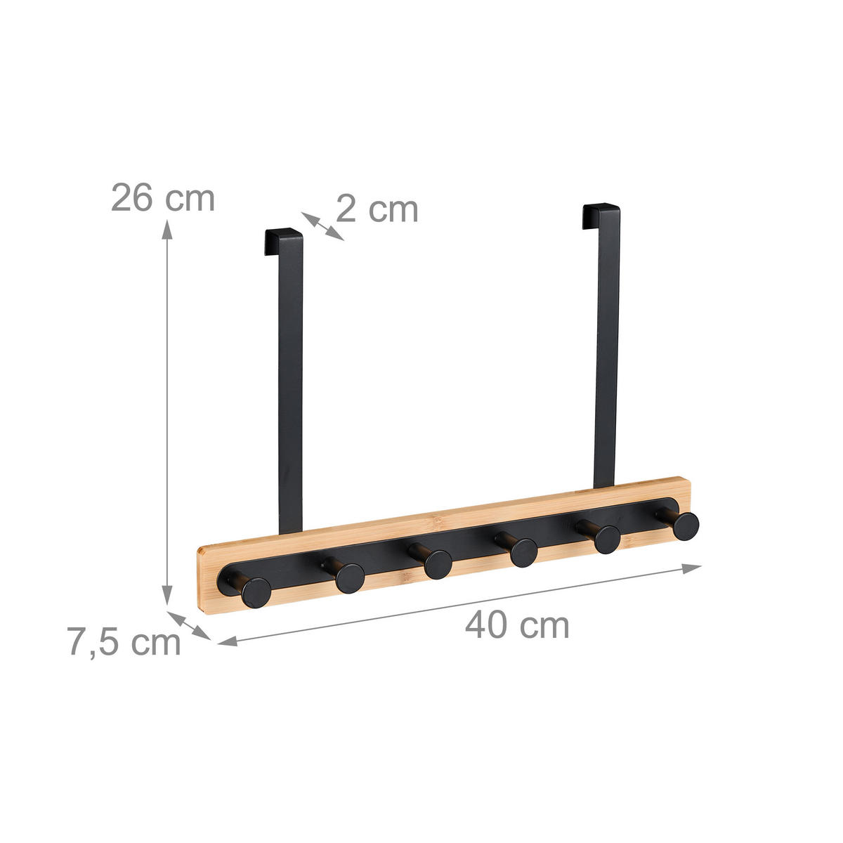 TÜRGARDEROBE - Schwarz, Holz/Metall (40/26/7.5cm) - Relaxdays
