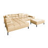 ECKSOFA NELSON Beige Leder Relaxfunktion - Beige/Schwarz, Leder/Metall (321/216cm) - KAWOLA