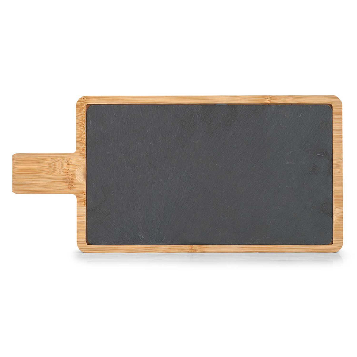 SERVIERPLATTEN, 6 Stück, Schiefer mit Bambusbrett - 40 x 19cm - Schwarz, Stein (19/1.5/40cm) - Zeller Present