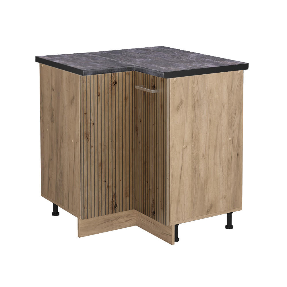 ECKUNTERSCHRANK R-Line Artisan-Eiche 75.6 cm, AP Anthrazit - Eiche Wotan/Eiche Artisan, Holzwerkstoff (75.6/81.6/60cm) - Vicco