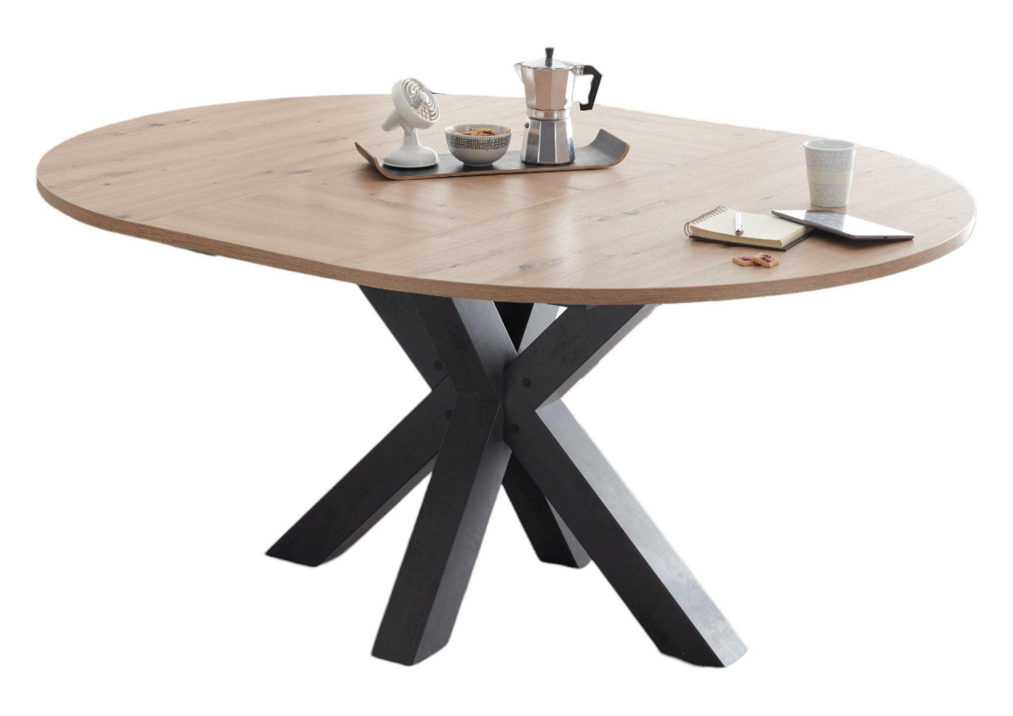 ESSTISCH Rund ausziehbar Edda 8 130 x 130 x 78 Küchentisch Graphit/Asteiche - Naturfarben, Holz (130/130/78cm) - 58aufmkessel