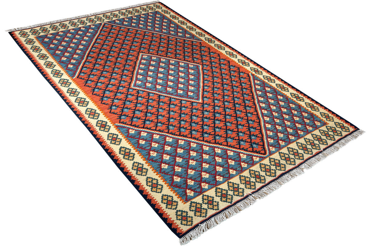 HANDWEBTEPPICH Kelim Senneh Rot 157/107 cm Schurwolle - Rot, Textil (107/157cm) - Looma