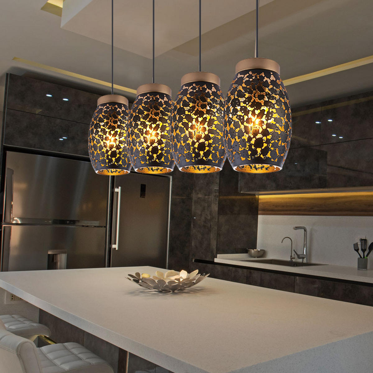 HÄNGELEUCHTE NARRI Metall Schwarz Gold - Schwarz, Metall (90/15/120cm) - Globo Lighting