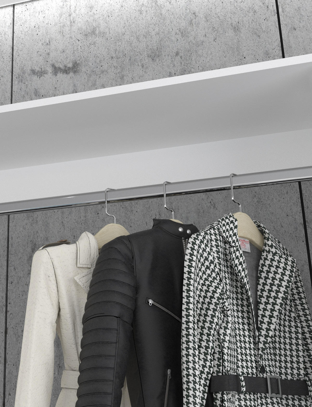 GARDEROBEN-SET Eiche, weiß Hochglanz 152 cm, Komplettset mit viel Stauraum - Chromfarben/Weiß Hochglanz, Glas/Holzwerkstoff (152/193/34cm) - Inn.Furn