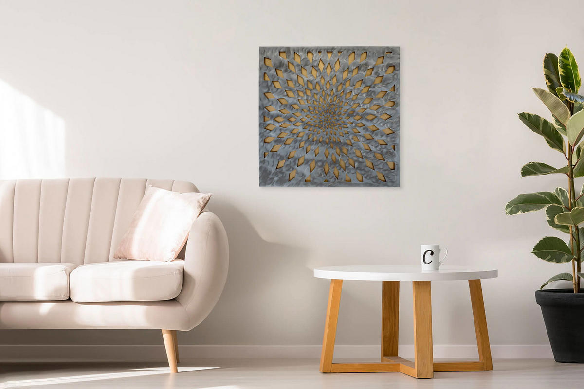 METALLBILD Gold 80/80 cm - Silberfarben/Goldfarben, Metall (3/80cm) - KUNSTLOFT