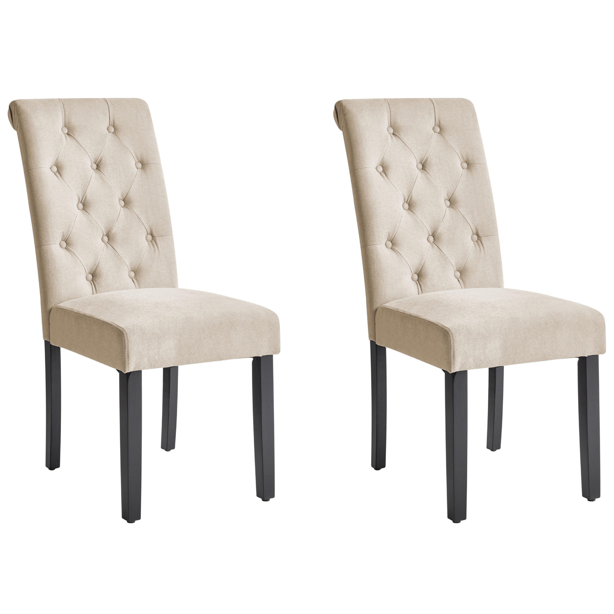ESSZIMMERSTUHL 2er-Set Polsterbezug Beige Velva - Sandfarben, Holz/Textil (46/98/48cm) - Beliani