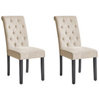 ESSZIMMERSTUHL 2er-Set Polsterbezug Beige Velva - Sandfarben, Holz/Textil (46/98/48cm) - Beliani