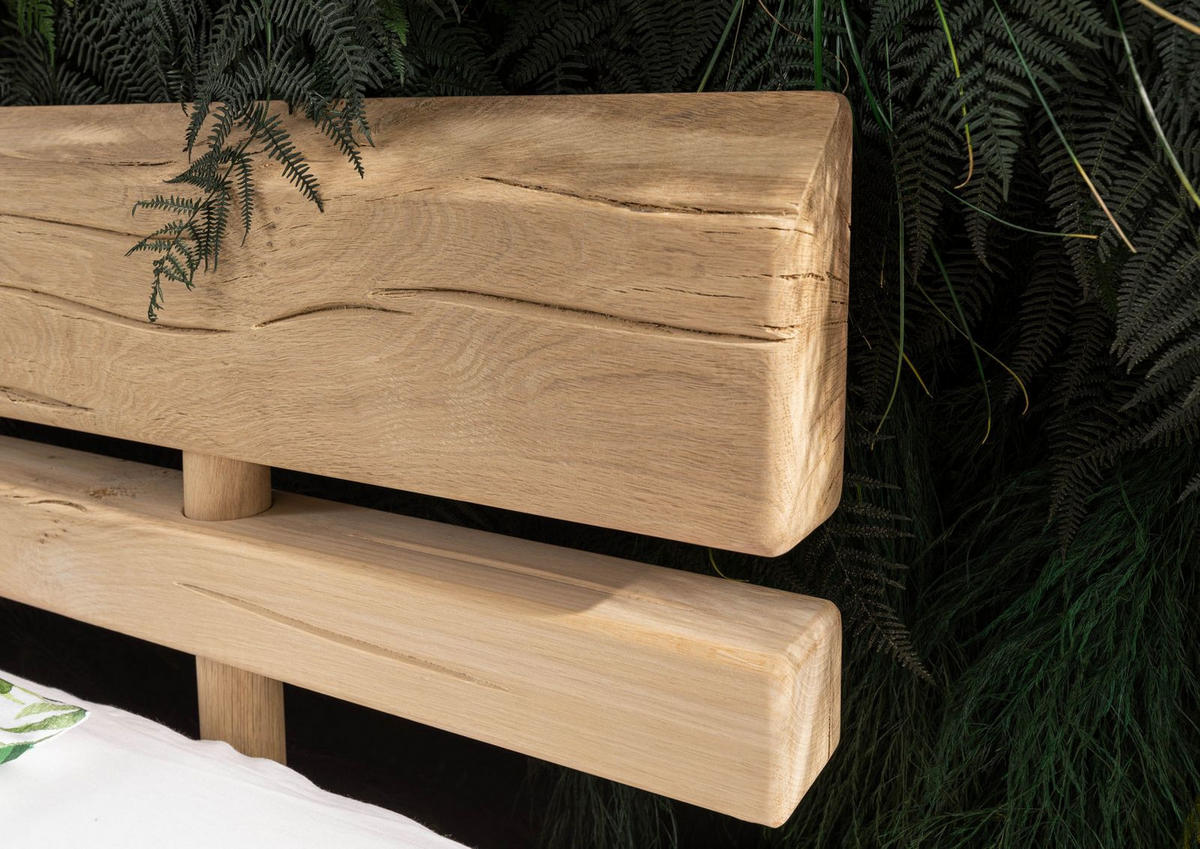 BALKENBETT Eiche 180x200 natur geölt OAK HEART #03 - Braun, Holz (180/200cm) - Massivmoebel24