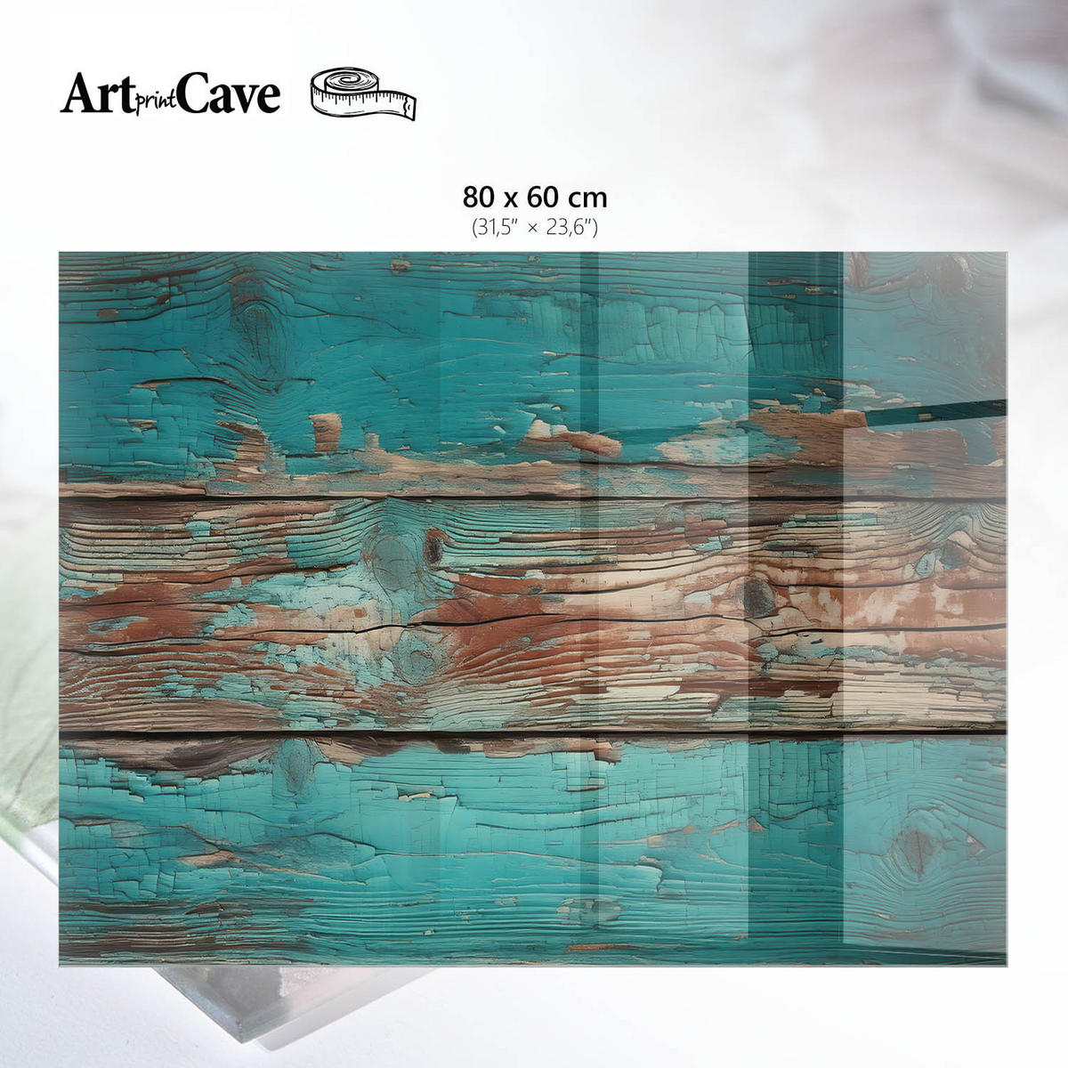 GLASPLATTE 80x60 cm – Türkisholz - Türkis, Glas (0.4/80/60cm) - ArtPrintCave