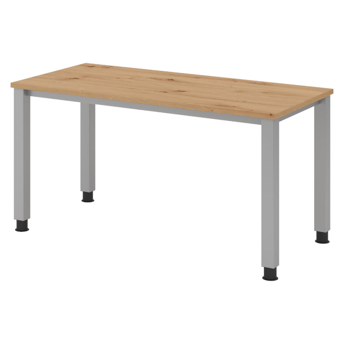 SCHREIBTISCH Serie-Q (Mini) 67,2/140/74 cm in Wildeiche/Silberfarben - Wildeiche/Silberfarben, Holzwerkstoff (67.2/140/74cm) - bümö