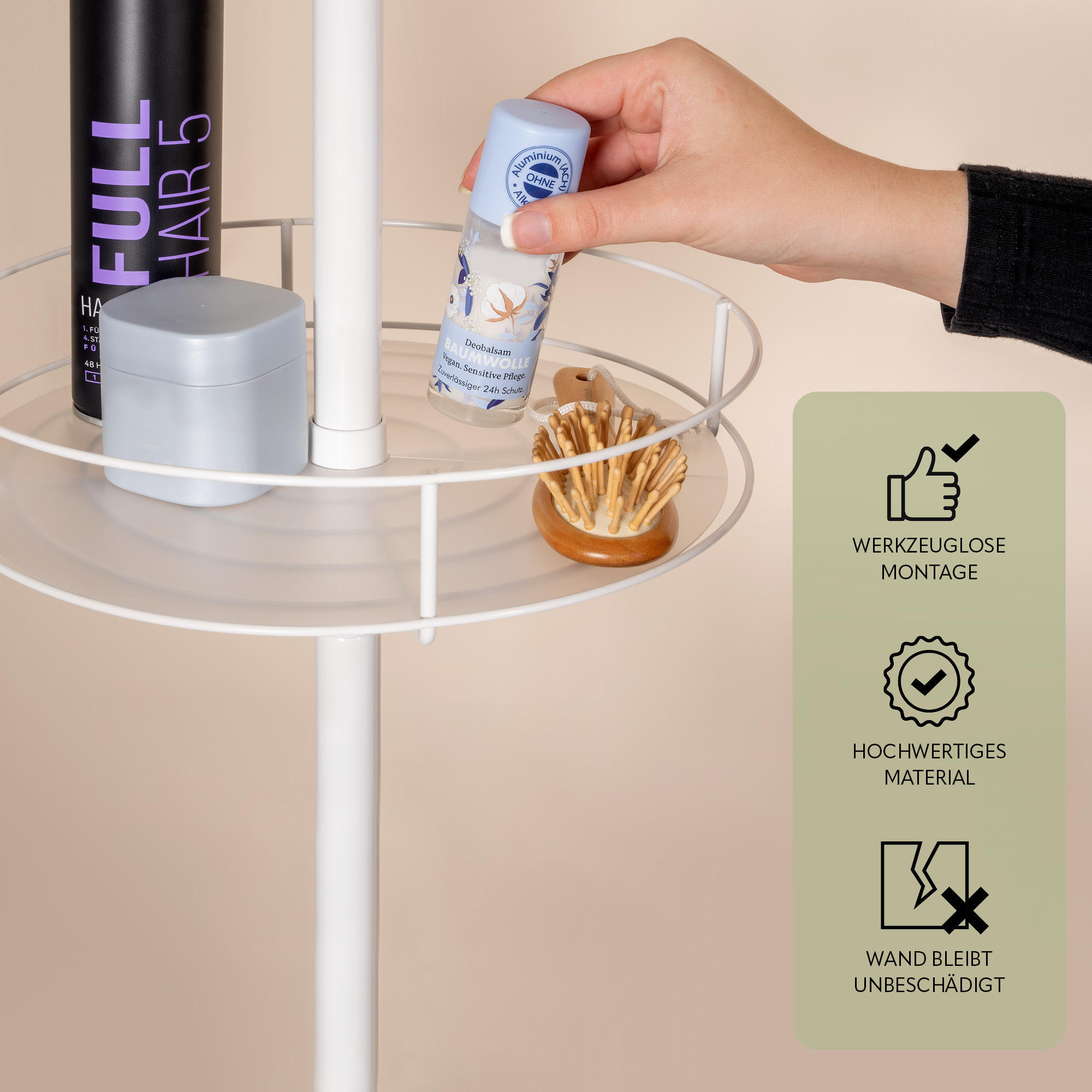 Thumbnail - bremermann Teleskop-Badregal,, Weiß, Metall, 30x290x30 cm, Badezimmer, Badezimmerregale, Badregale