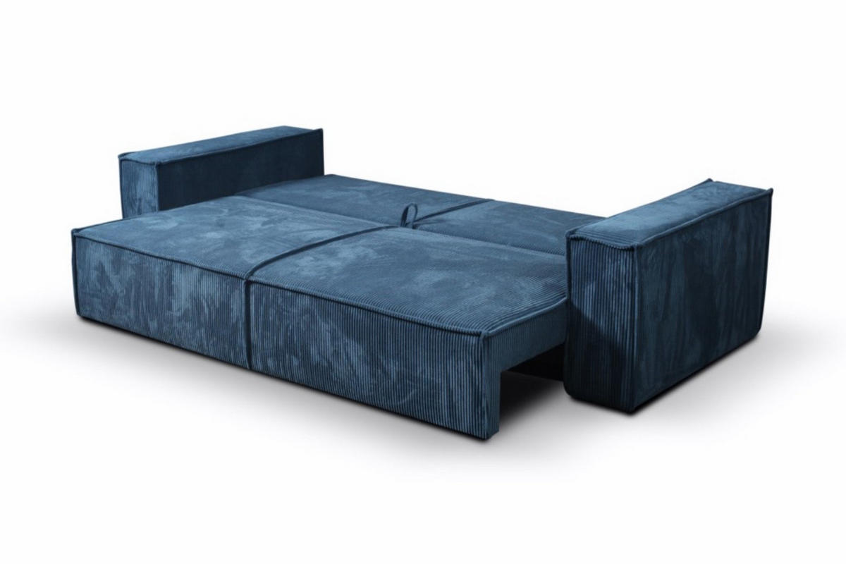 SCHLAFSOFA mit Bettkasten und Cordstoff MONA Blau - Blau, Holzwerkstoff (255/85/105cm) - Compleo24