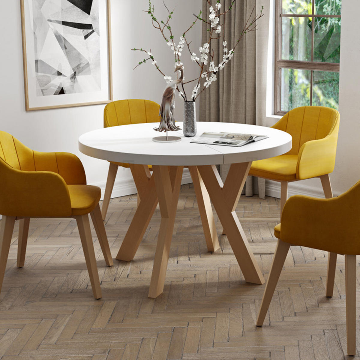 ESSTISCH Runder Ausziehbarer PERO 100/150, Lefkas / Schwarz - Dunkelbraun, Holz (150/100/77cm) - Dekori_Interiors