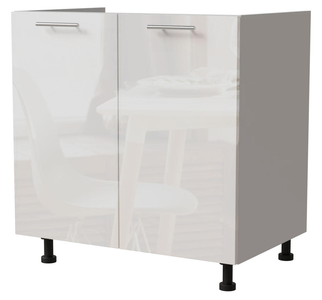 SPÜLENUNTERSCHRANK Essen D8Z/80 Weiß Hochglanz / Weiß Matt 80 / 50 / 82cm - Weiß Hochglanz/Weiß, Holz/Holzwerkstoff (80/82/50cm) - Feldmann-Wohnen