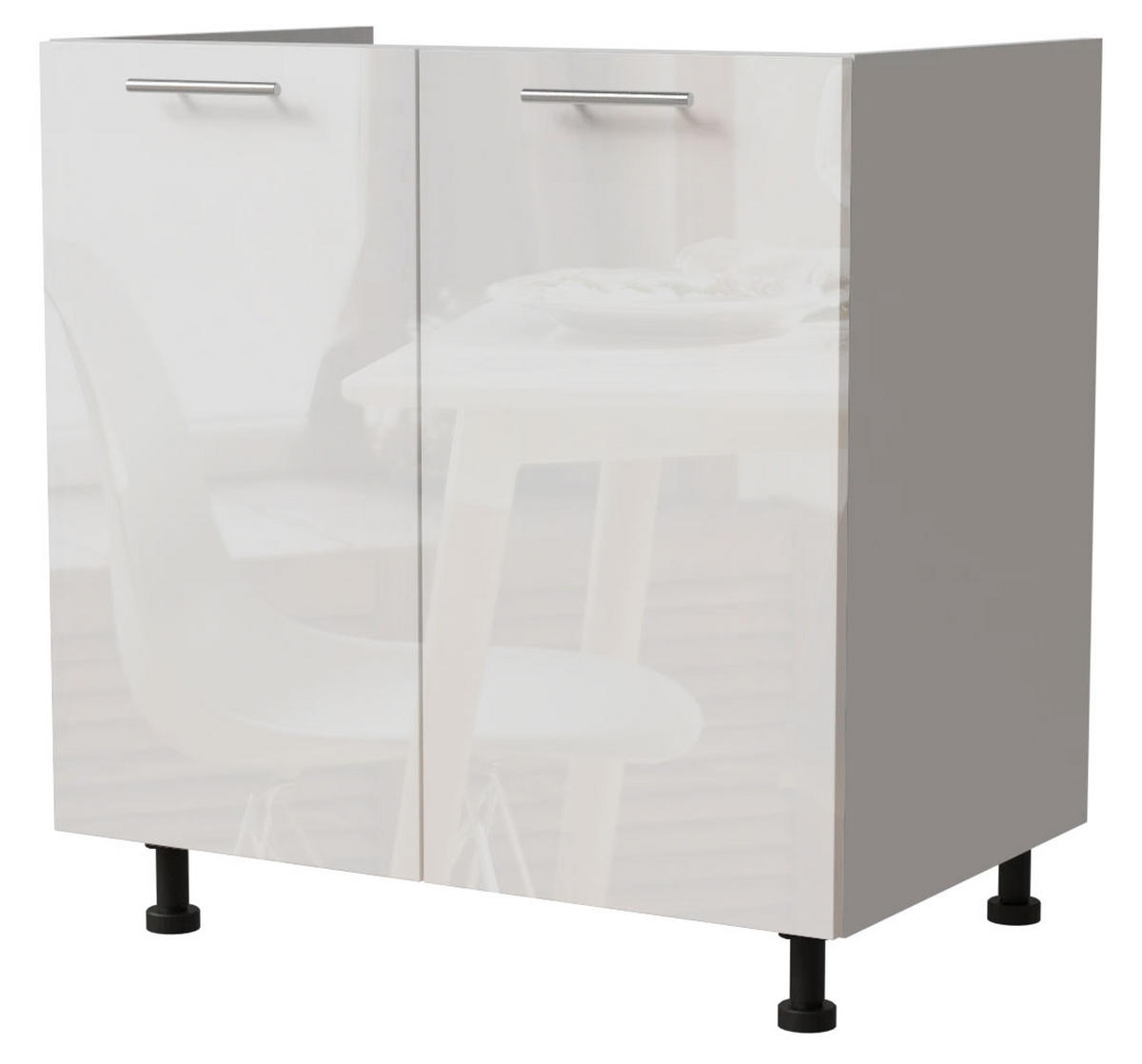 SPÜLENUNTERSCHRANK Essen D8Z/80 Weiß Hochglanz / Weiß Matt 80 / 50 / 82cm - Weiß Hochglanz/Weiß, Holz/Holzwerkstoff (80/82/50cm) - Feldmann-Wohnen