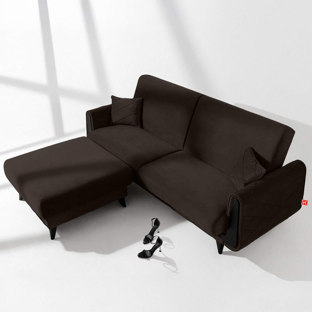 3-SITZER-SOFA GUSTAVO III Sofa 3 Velours, Braun - Braun, Holz/Holzwerkstoff (230/98/98cm) - KONSIMO®