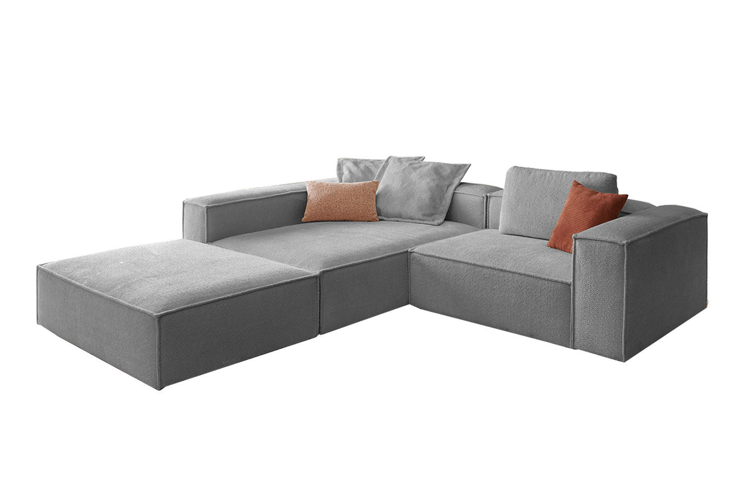 ECKSOFA CARMO Grau Flachgewebe - Schwarz/Grau, Kunststoff/Textil (306/191cm) - KAWOLA