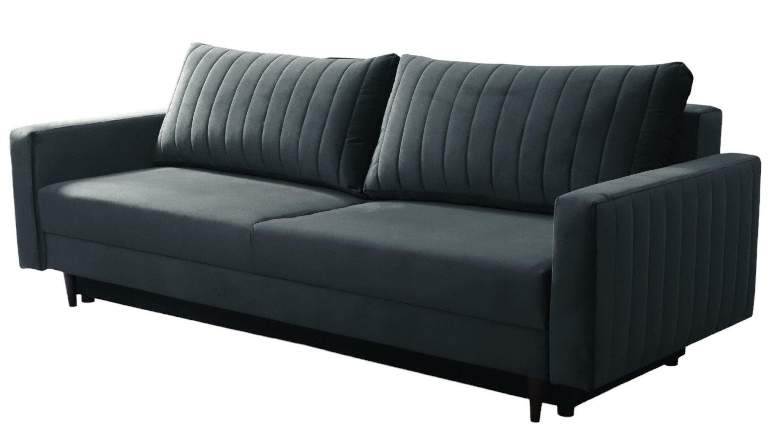 SCHLAFSOFA PALMO, Sofa mit Schlaffunktion und Bettkasten, Farbe: Dunkelgrau, Velourstoff - Dunkelgrau, Textil (220/86/94cm) - Sepro Meble