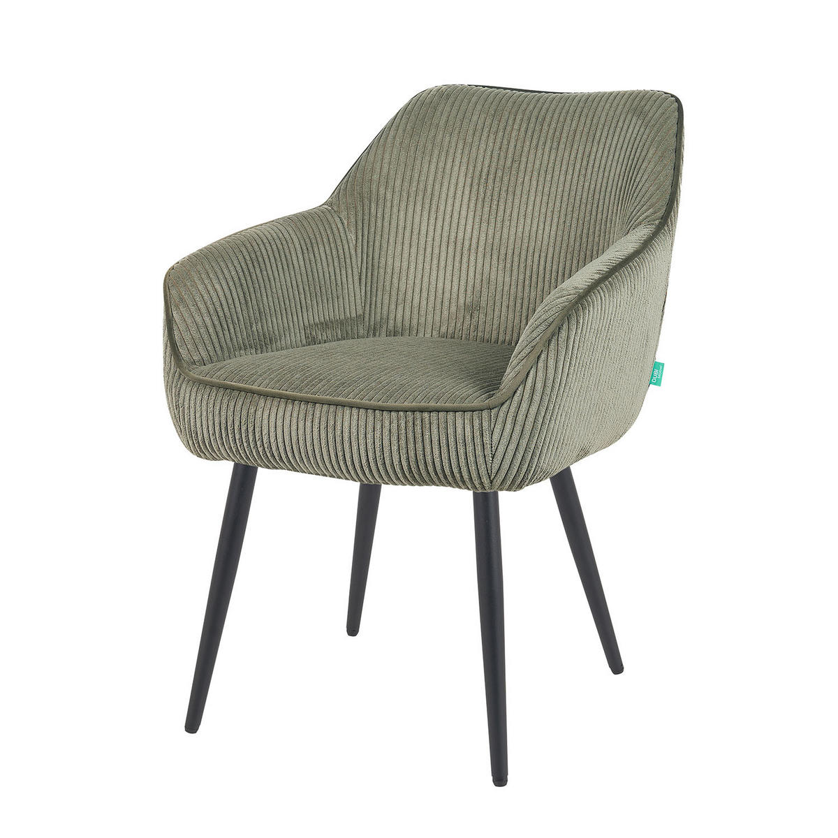 ESSZIMMERSTUHL Mika-Bela - Schwarz/Grün, Textil/Metall (60/82/61cm) - DUBI Möbel