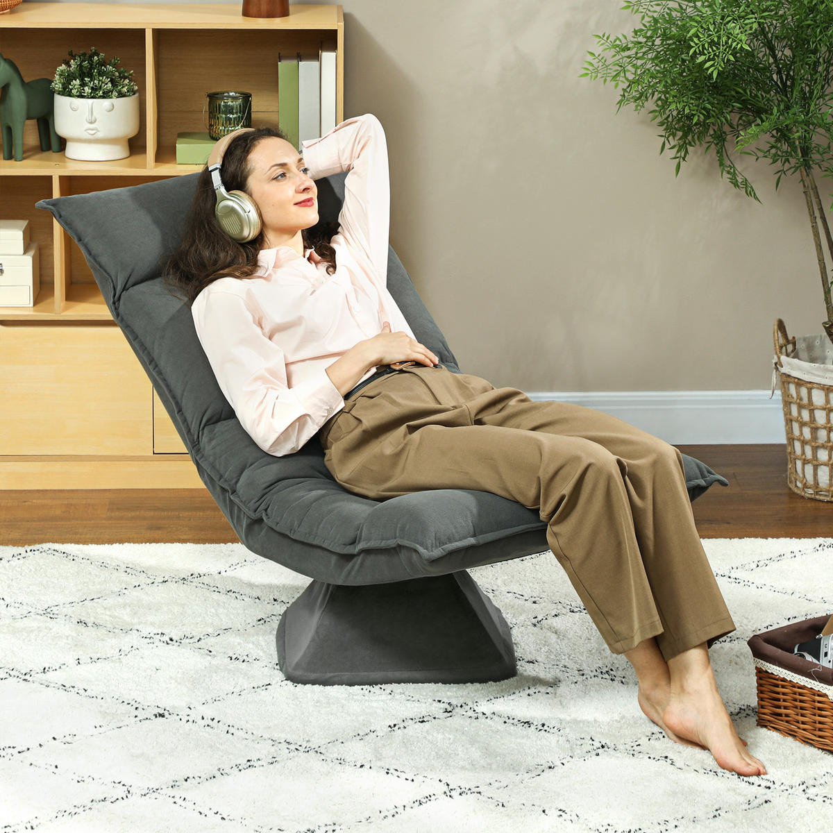 BODENSTUHL Polyester Dunkelgrau - Dunkelgrau, Kunststoff (62/95/70cm) - HOMCOM