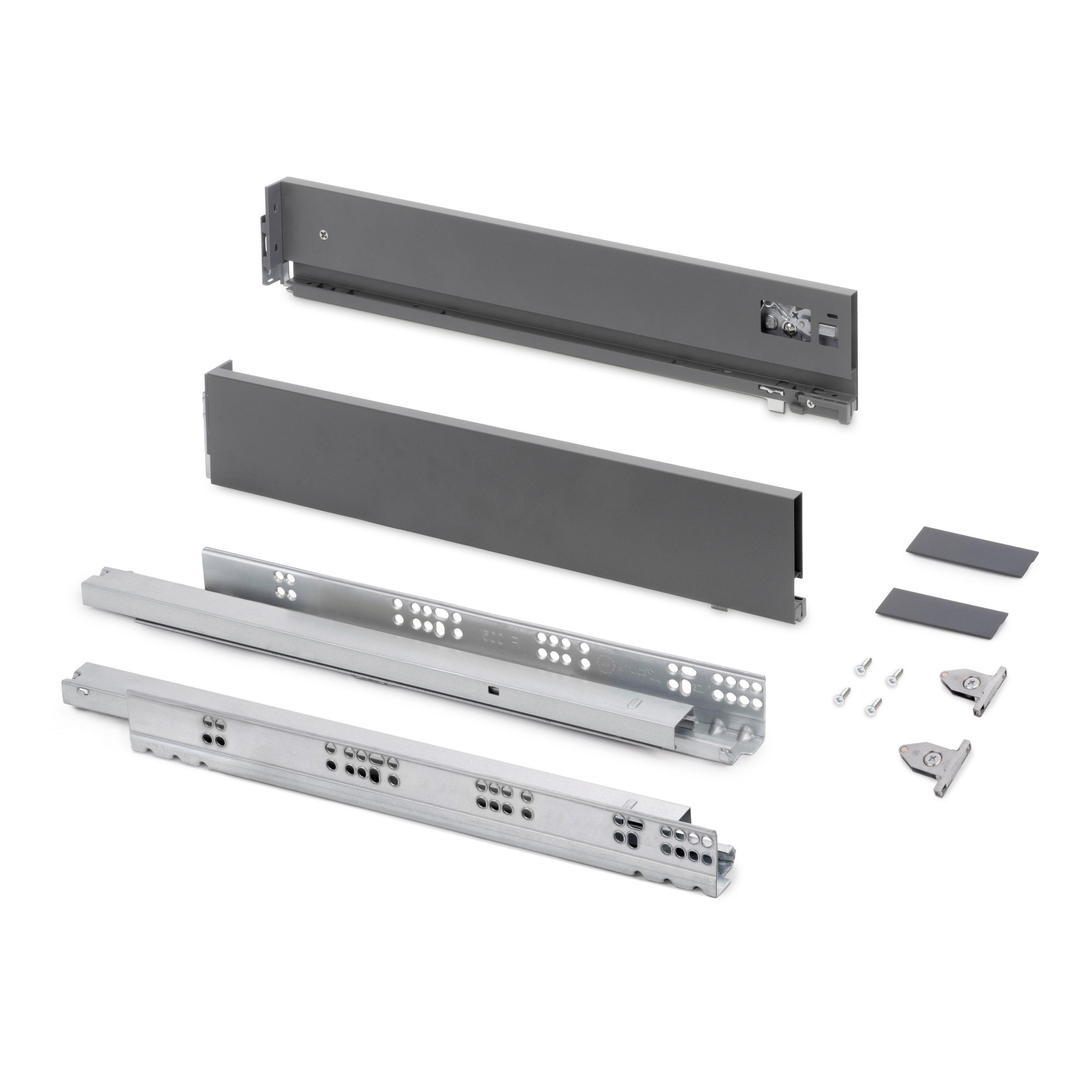 AUSSENSCHUBLADE Vertex mit 3D-Regelung, Höhe 93mm, 60Kg, Tiefe 500mm, Stahl, Anthrazitgrau - Anthrazit, Metall (1.3/10/50cm) - EMUCA