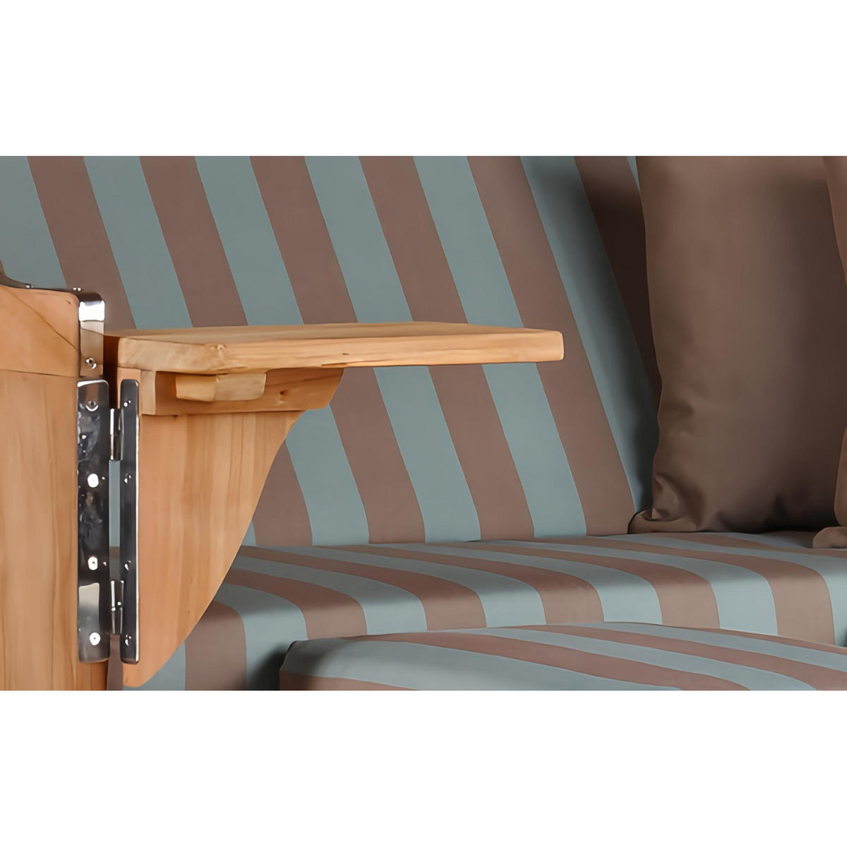 STRANDKORB Düne 2 Sitzer Teak PE Grey - Blaugrau/Braun, Holz/Metall (125/170/80cm) - Mr. Deko