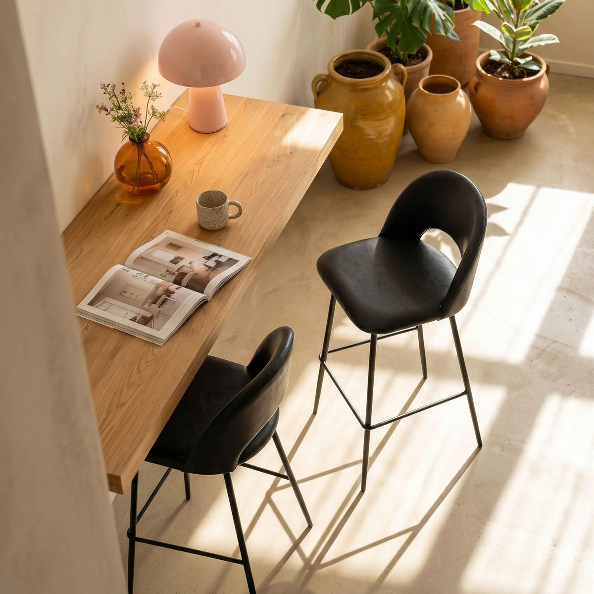 BARHOCKER 2-tlg., Schwarz - Schwarz, Metall (51/103/44cm) - Oviala