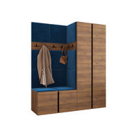 GARDEROBEN-SET Orion III - Blau/Nussbaumfarben, Holzwerkstoff/Kunststoff (158/186/46cm) - MIRJAN24