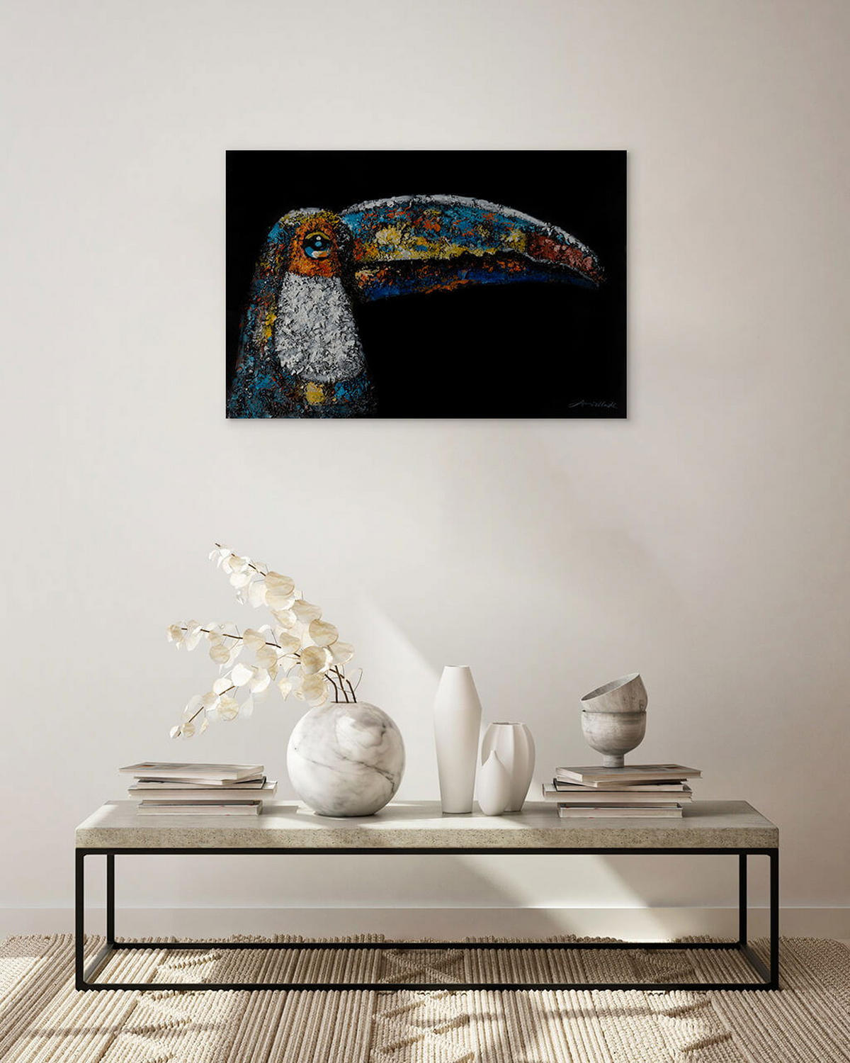 ACRYLBILD HANDGEMALT 90/60 cm - Multicolor/Schwarz, Holz/Textil (1.3/60cm) - KUNSTLOFT