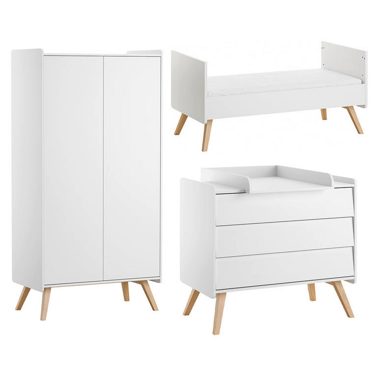 POKOJ PRO MIMINKO 3DÍLNÝ Vintage Bílá - bílá, kompozitní dřevo (145/103/75cm) - Petits-meubles